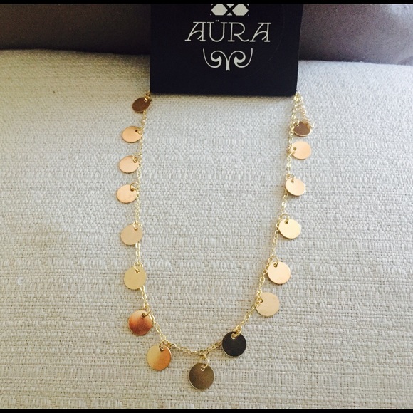 Gold Dangle Coin Dainty Choker Necklace Simple - Picture 3 of 5